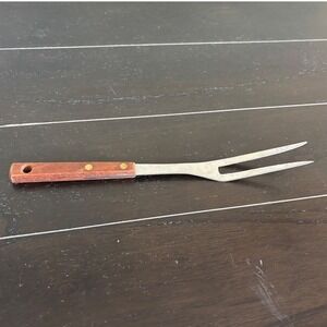 Vintage | Stainless Steel | Meat Fork | Wooden Handle | 2 Prong‎ Carving Fork